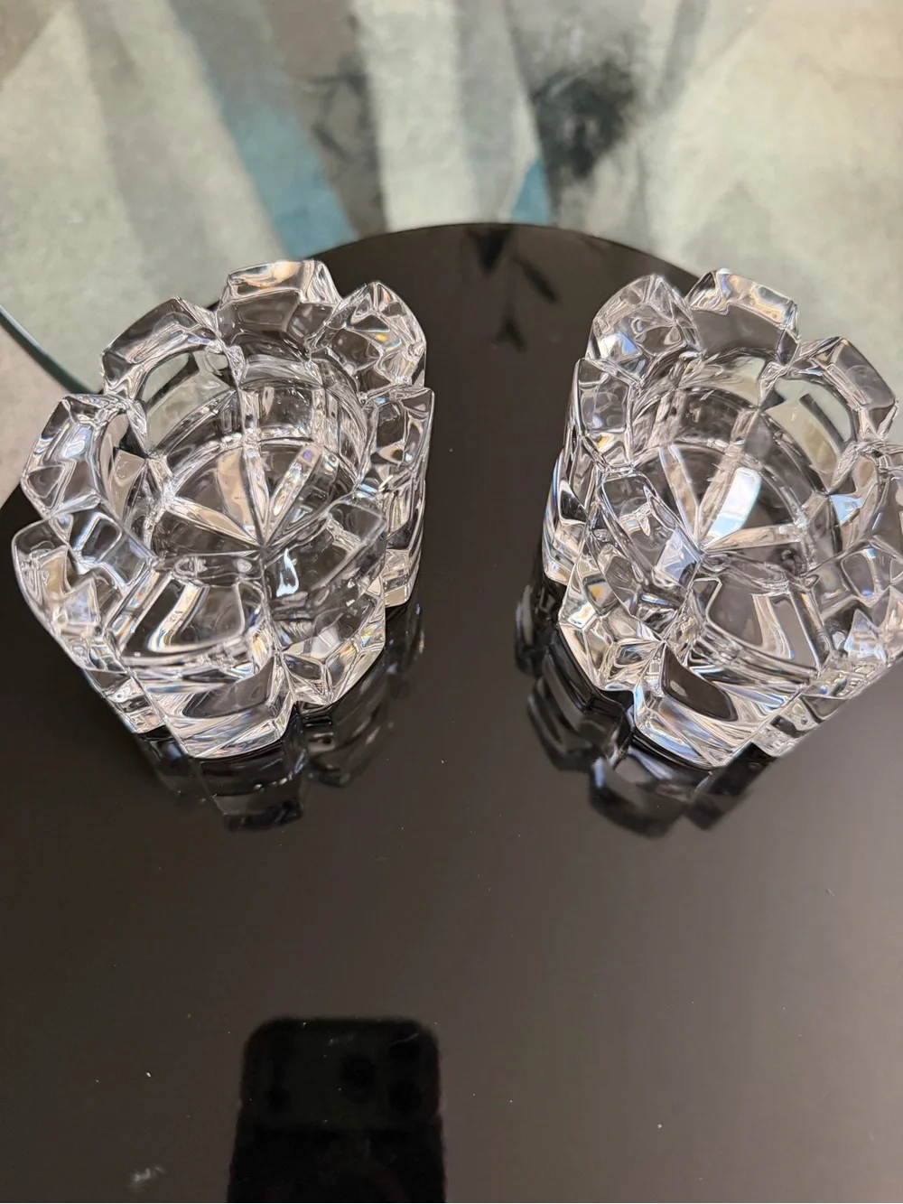 Vintage heavy Faceted Crystal Tealight Candle Holders - Set of 2 $125.